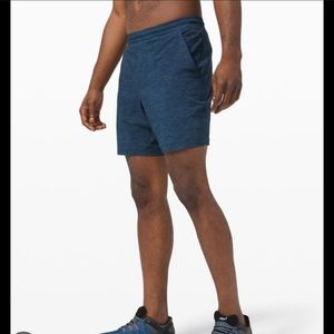 LULULEMON Pace Breaker Shorts 7" Heather All Over True Navy Iron Blue Mens LG